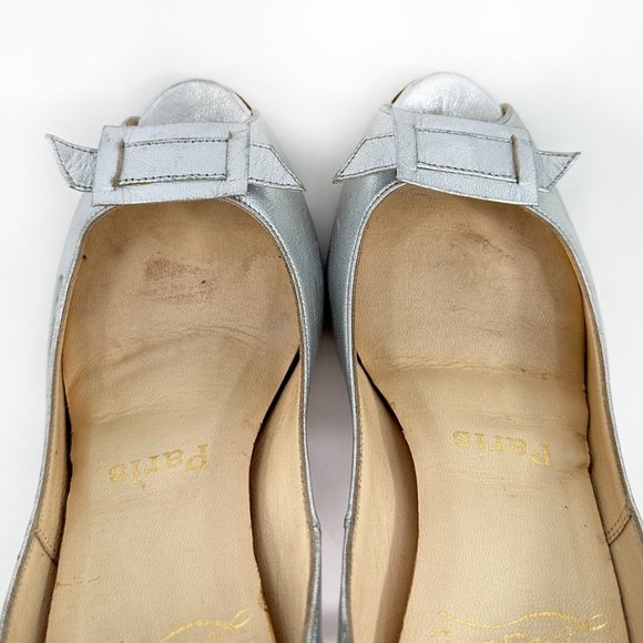 Christian Louboutin Silver Peep Toe Pumps - Picture 8 of 9
